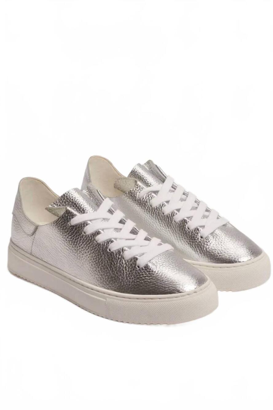 NEW SAM EDELMAN women's poppy lace up sneaker in silver leather